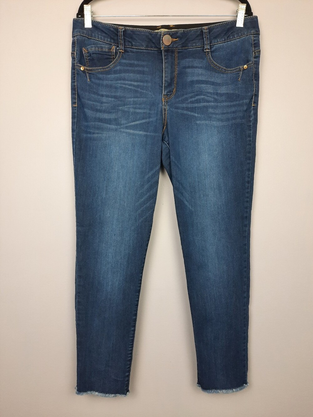 Democracy Ab Technology Mid Rise Raw Hem Stretch Denim Skinny Jeans size 14
